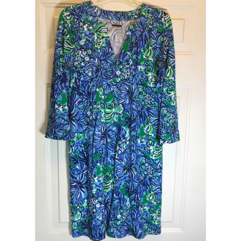 LILLY PULITZER SIZE S FAIRFAX DRESS IN TURTLE AWE ABACO BLUE‎